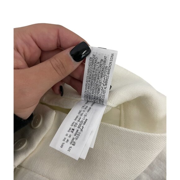 Zara Womens Pants Medium M Trousers White Wide Leg Pleated Linen 2365/586 NWT - Picture 9 of 14